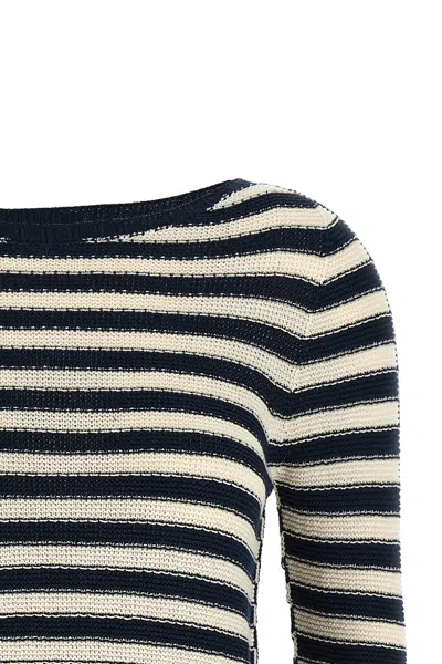 Twinset Striped Flared-sleeve Knitted Sweater In Pattern