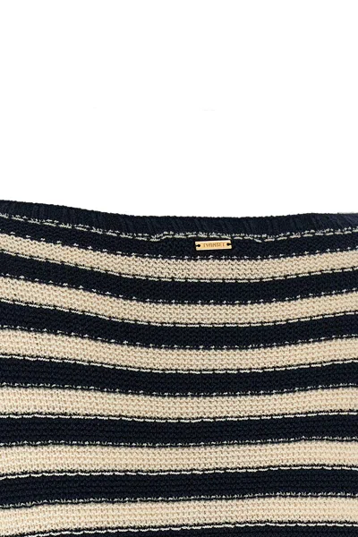 Twinset Striped Flared-sleeve Knitted Sweater In Pattern