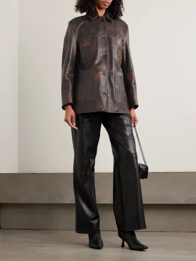 Nour Hammour Seleste Patchwork Distressed Leather Jacket In Multi