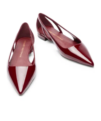 Stuart Weitzman Stuart Power Cutout Flat In Red