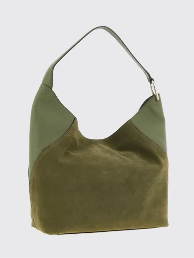 Furla Lara Large Suede Top Handle Shoulder Bag In Green