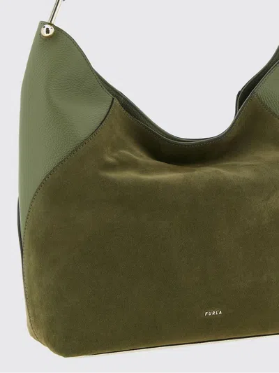 Furla Lara Large Suede Top Handle Shoulder Bag In Green