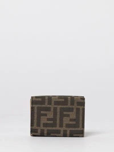Fendi Micro Trifold Baguette Wallet In Ff Jacquard Fabric In Brown