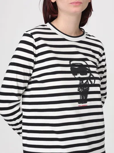 Karl Lagerfeld Ikon Stripe Long-sleeved T-shirt In Black