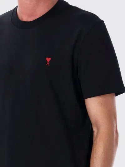 Ami Alexandre Mattiussi Ami Paris Men Black T-shirt With Ami De Coeur Embroidery On The Front In Cotton Man