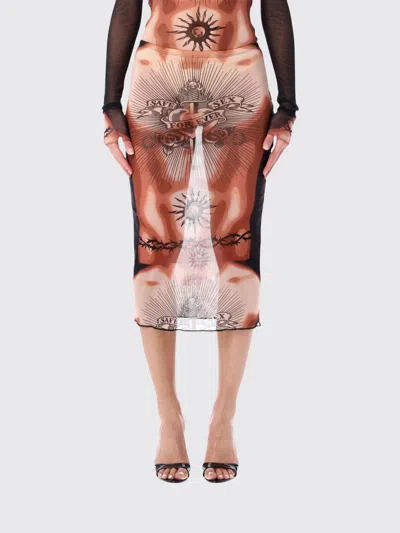 Jean Paul Gaultier Women S Re-edition Safe Sex Tattoo Long Skirt Black In Multi