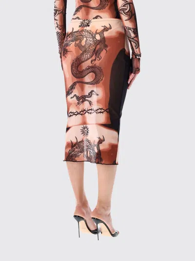 Jean Paul Gaultier Women S Re-edition Safe Sex Tattoo Long Skirt Black In Multi