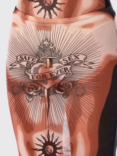 Jean Paul Gaultier Women S Re-edition Safe Sex Tattoo Long Skirt Black In Multi