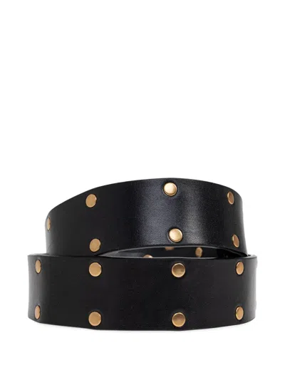 Loewe Leather Studded Rounded-rectangle Belt In Black