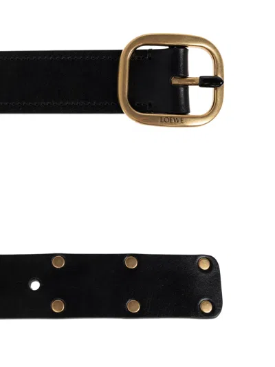 Loewe Leather Studded Rounded-rectangle Belt In Black