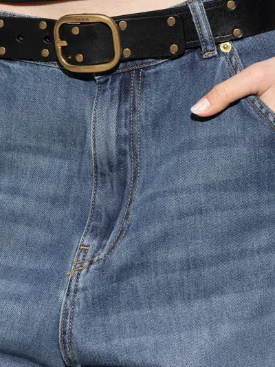 Loewe Leather Studded Rounded-rectangle Belt In Black