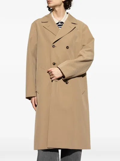 Apc Buttoned Double-breasted Coat In Brown