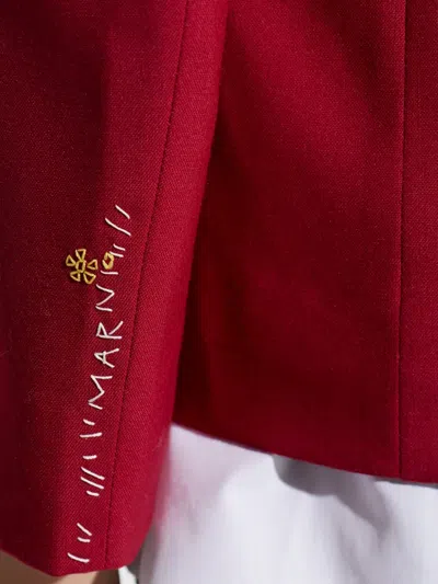 Marni Buttoned Pocket Blazer In Red