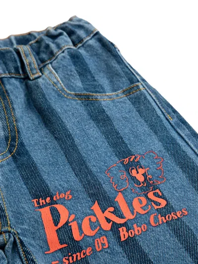 Bobo Choses Striped-pattern Belt-loop Trousers In Blue