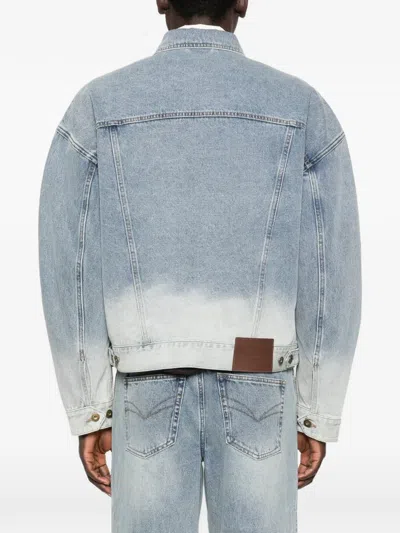 Feng Chen Wang Button-up Denim Jacket In Gray