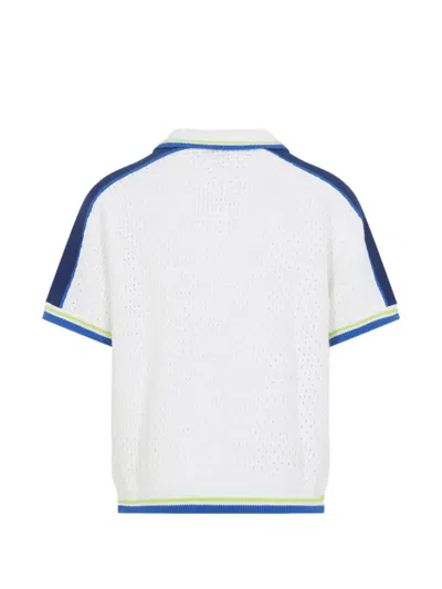 Casablanca Contrasting Trims Chest Pocket Logo-embroidered Short-sleeve Button-up Shirt In White