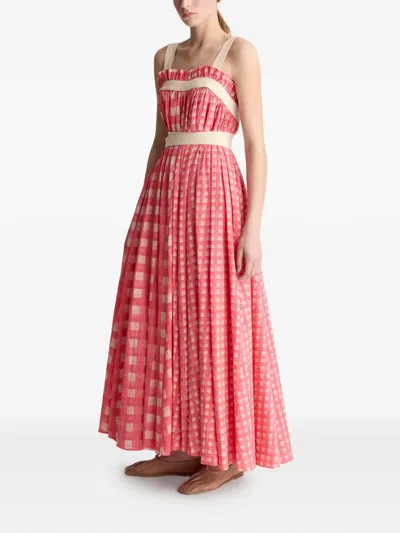 Lee Mathews Nina Check Maxi Dress In Red