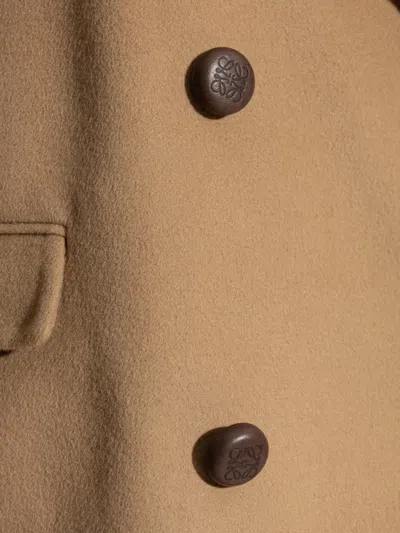 Loewe Wool Coat Double Breasted Wide Lapels In Brown