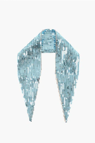 Dsquared2 Solid Sequin Scarf In Blue