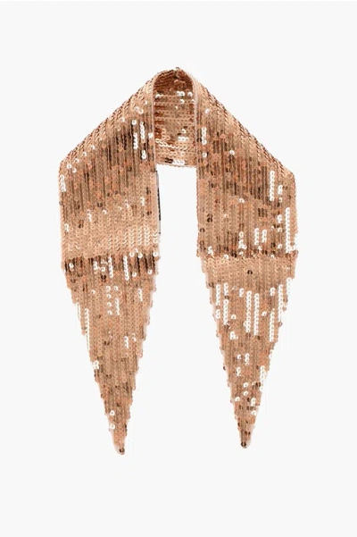 Dsquared2 Solid Sequin Scarf In Brown