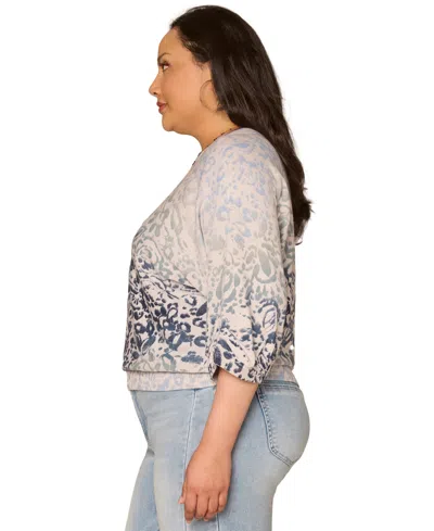Democracy Plus Size 3/4-length Dolman Blouson Sleeve Pull-on Sweater In Multi