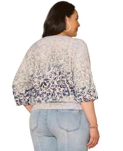 Democracy Plus Size 3/4-length Dolman Blouson Sleeve Pull-on Sweater In Multi
