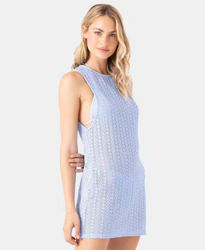 Roxy Open Stich Cover-up Minidress In Blue