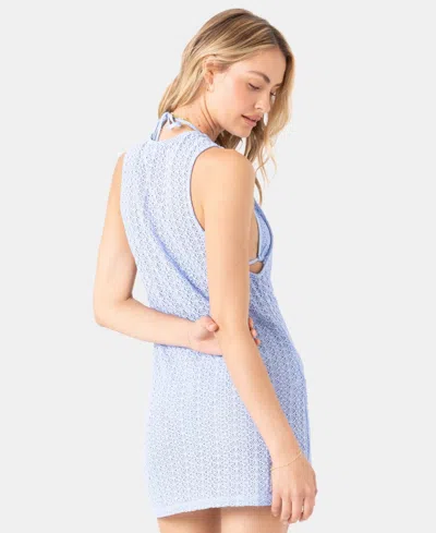 Roxy Open Stich Cover-up Minidress In Blue