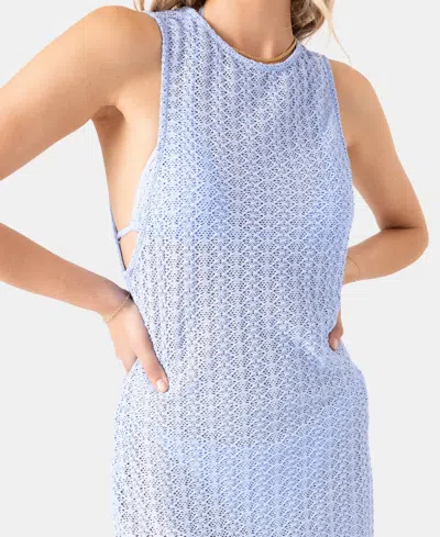 Roxy Open Stich Cover-up Minidress In Blue