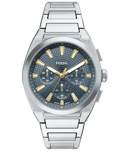 Fossil Everett Chronograph 44mm Watch In Metallic