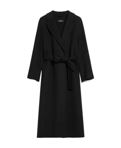 Max Mara Wool Broadcloth Midi Coat In Black