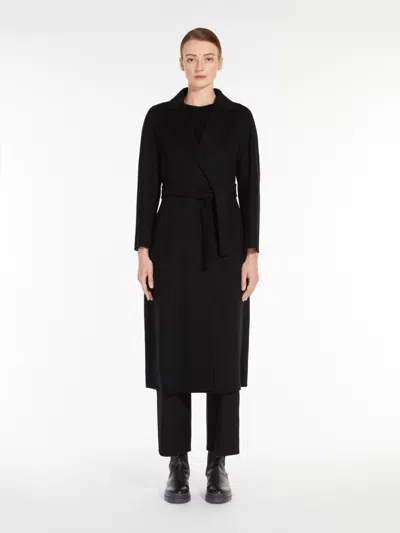 Max Mara Wool Broadcloth Midi Coat In Black