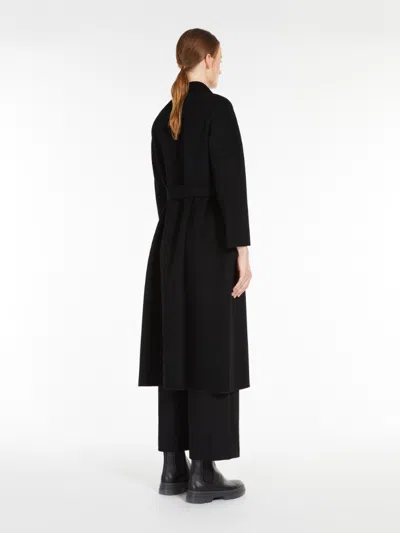 Max Mara Wool Broadcloth Midi Coat In Black