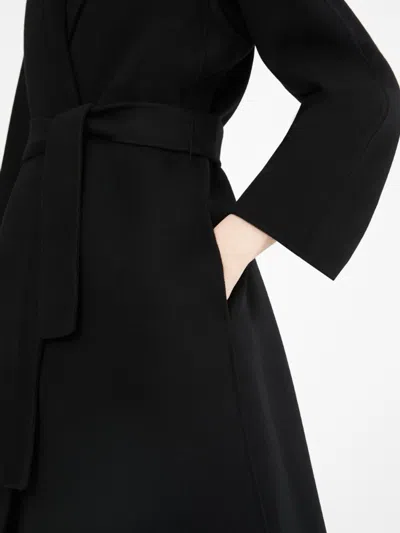 Max Mara Wool Broadcloth Midi Coat In Black