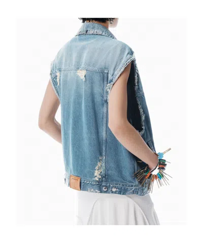 Alexander Wang Distressed Oversized Vest In Blue