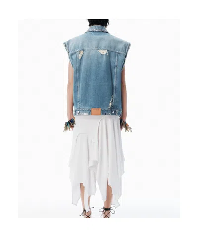 Alexander Wang Distressed Oversized Vest In Blue