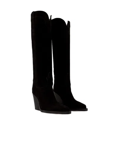 Paris Texas Pointed-toe Leather Boots In Black