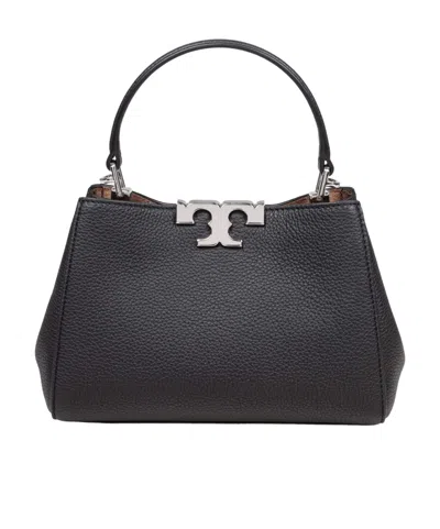 Tory Burch Eleanor Pebbled Leather Satchel Shoulder Bag In Black