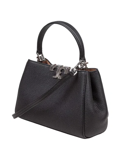 Tory Burch Eleanor Pebbled Leather Satchel Shoulder Bag In Black
