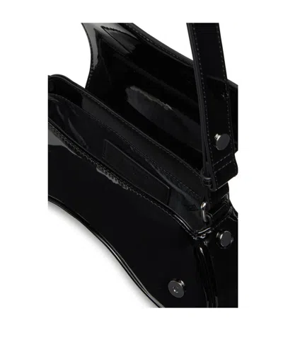 Diesel Curved Black Play Clutch With Glossy Finish And Magnetic Closure