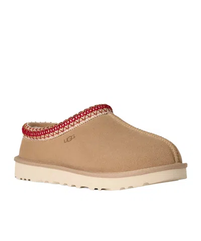 Ugg Tasman Ii Beige Mules With Round Toe And Embroidered Detail In Leather Woman In Brown