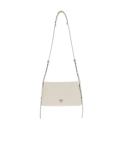 Pinko White Leather Triplet Mini Crossbody Bag In White