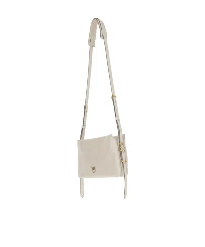 Pinko White Leather Triplet Mini Crossbody Bag In White