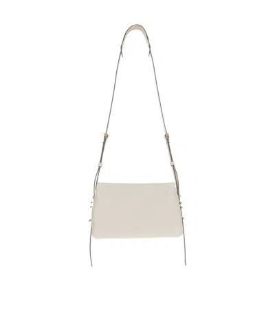 Pinko White Leather Triplet Mini Crossbody Bag In White