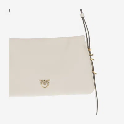 Pinko White Leather Triplet Mini Crossbody Bag In White