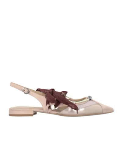 Pinko Gianira 30 Slingback Ballerinas In Leather And Mesh In Pink