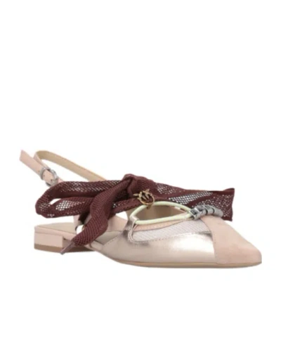 Pinko Gianira 30 Slingback Ballerinas In Leather And Mesh In Pink