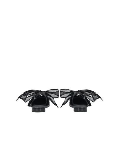 Pinko Gianira Black Ballerinas With Pointed Toe And Decorative Ankle Band In Leather And Fabric Blend Woma