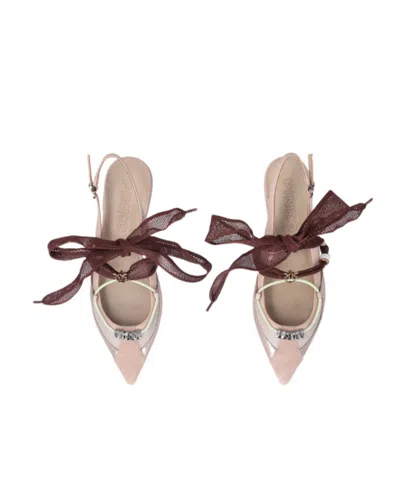 Pinko Gianira 30 Slingback Ballerinas In Leather And Mesh In Pink