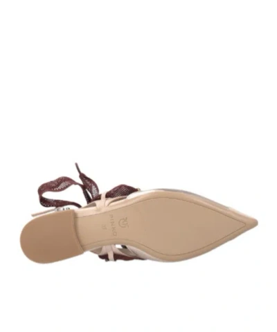 Pinko Gianira 30 Slingback Ballerinas In Leather And Mesh In Pink